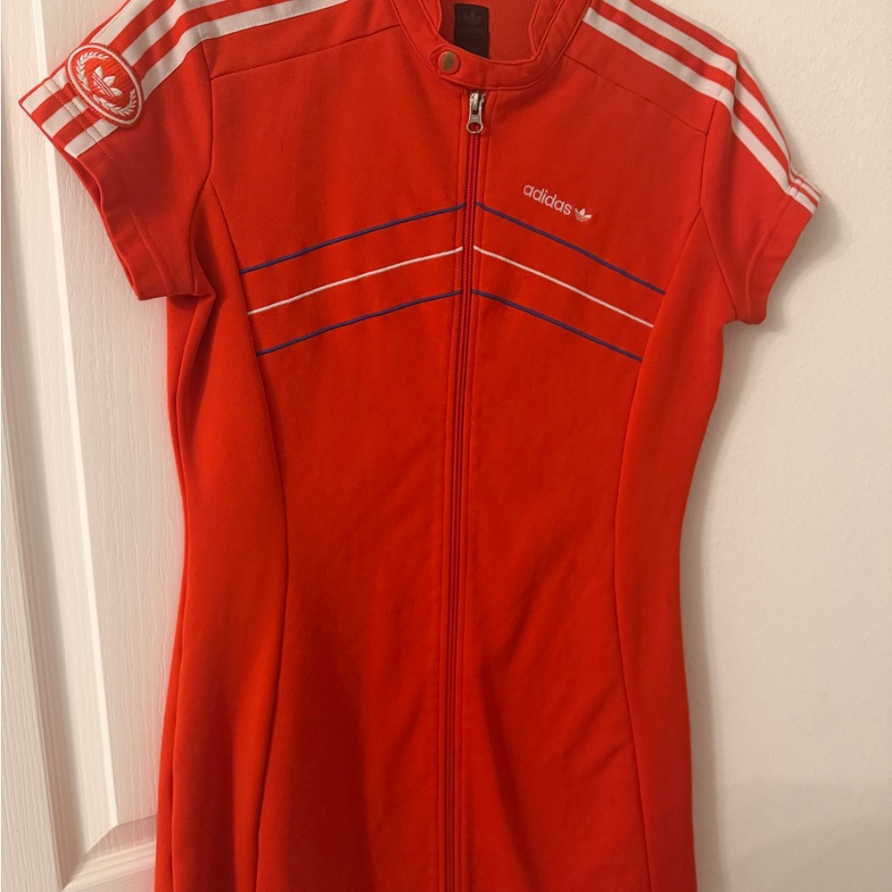 RARE VINTAGE Adidas Tennis Red Dress with White and Blue Accents